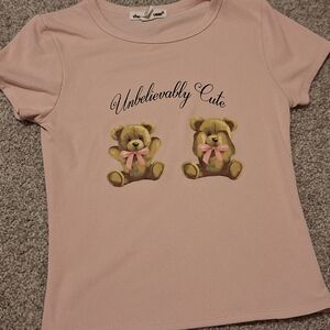 Charlotte Russe Pink Bear Bow Top Size M